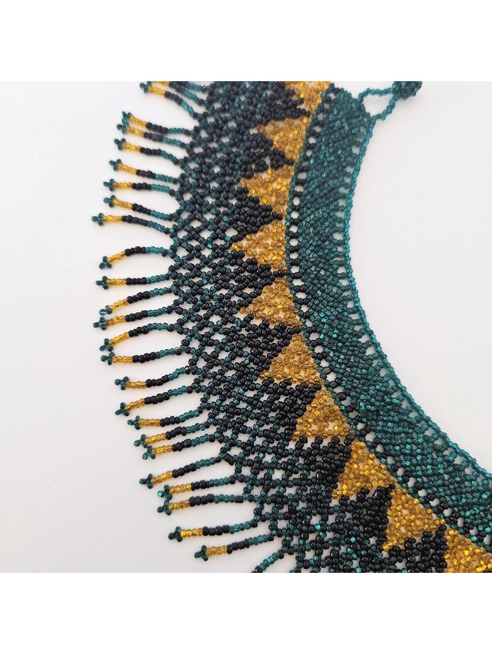 Beaded Bib Necklace Fringe Tribal Southwestern Festival Statement Collar - Picture 8 of 13